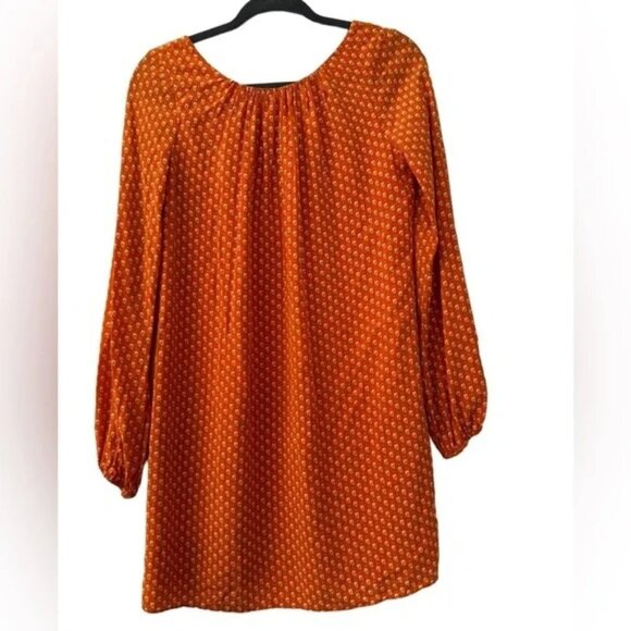 Shoshanna Silk Orange Long Sleeved Dress Size 2 - Picture 2 of 8